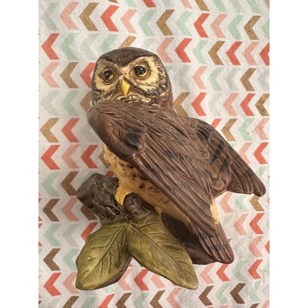 Vintage Ceramic Porcelain Bird Owl Handpainted 5" Tall, Japan